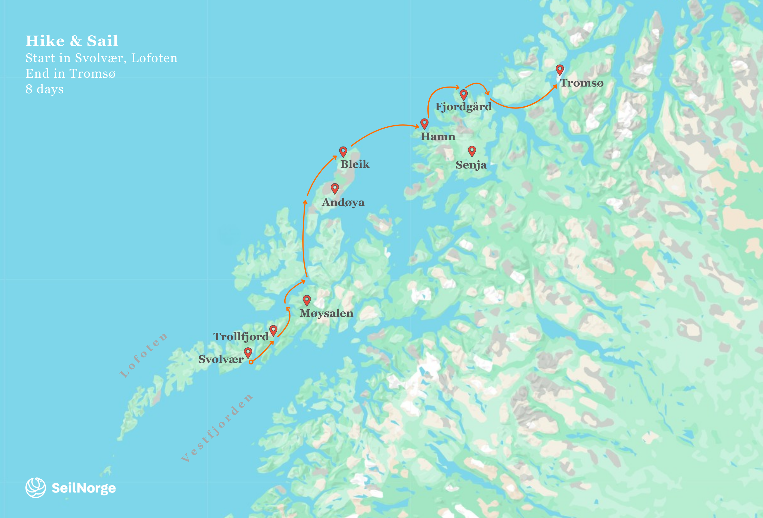 Map Sailing trip Hike and Sail